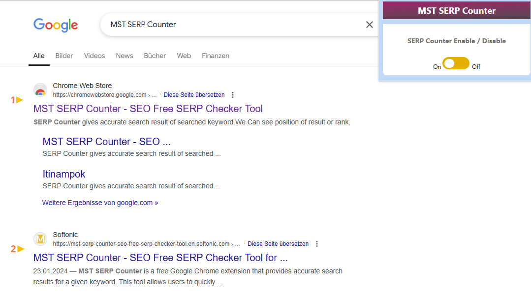 MST SERP Counter Erweiterung