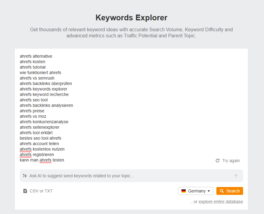 ahrefs Keyword-Recherche