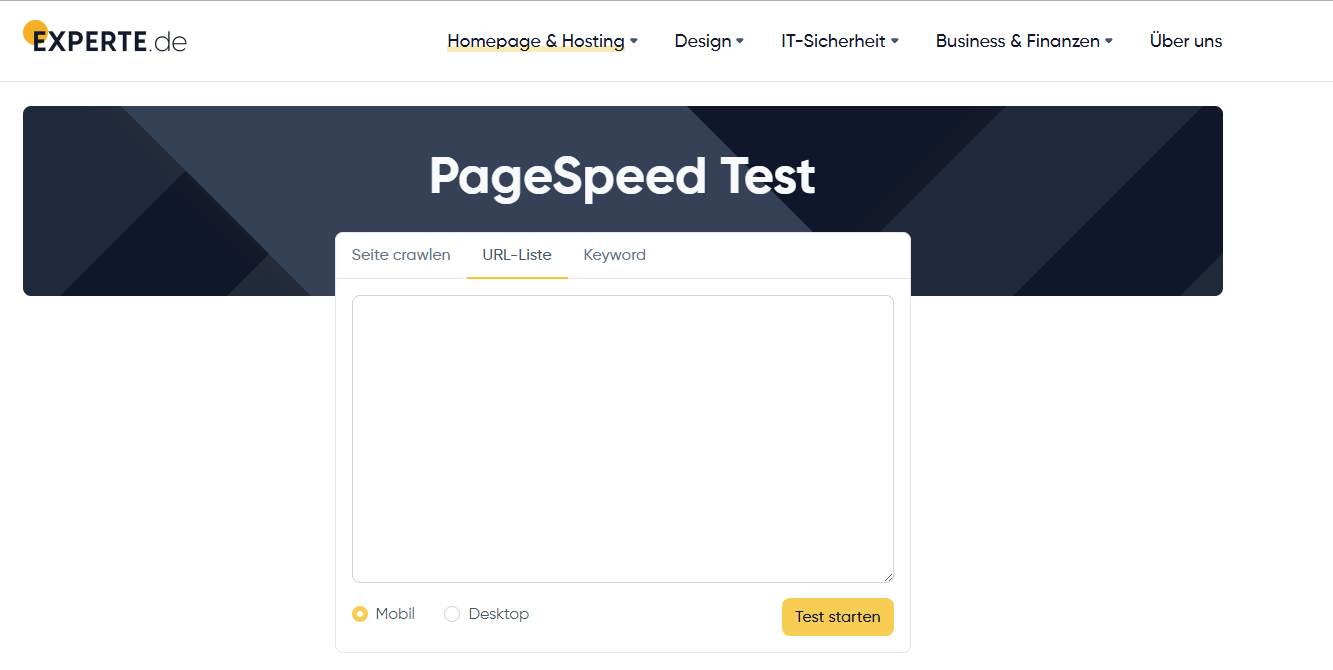 Pagespeed Test für mehrere URLs