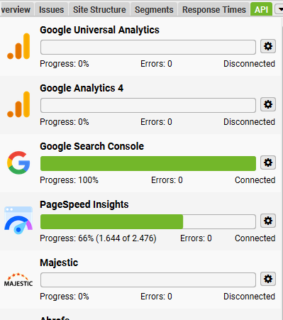 Screaming Frog API-Anbindungen Screenshot 17.09.2026